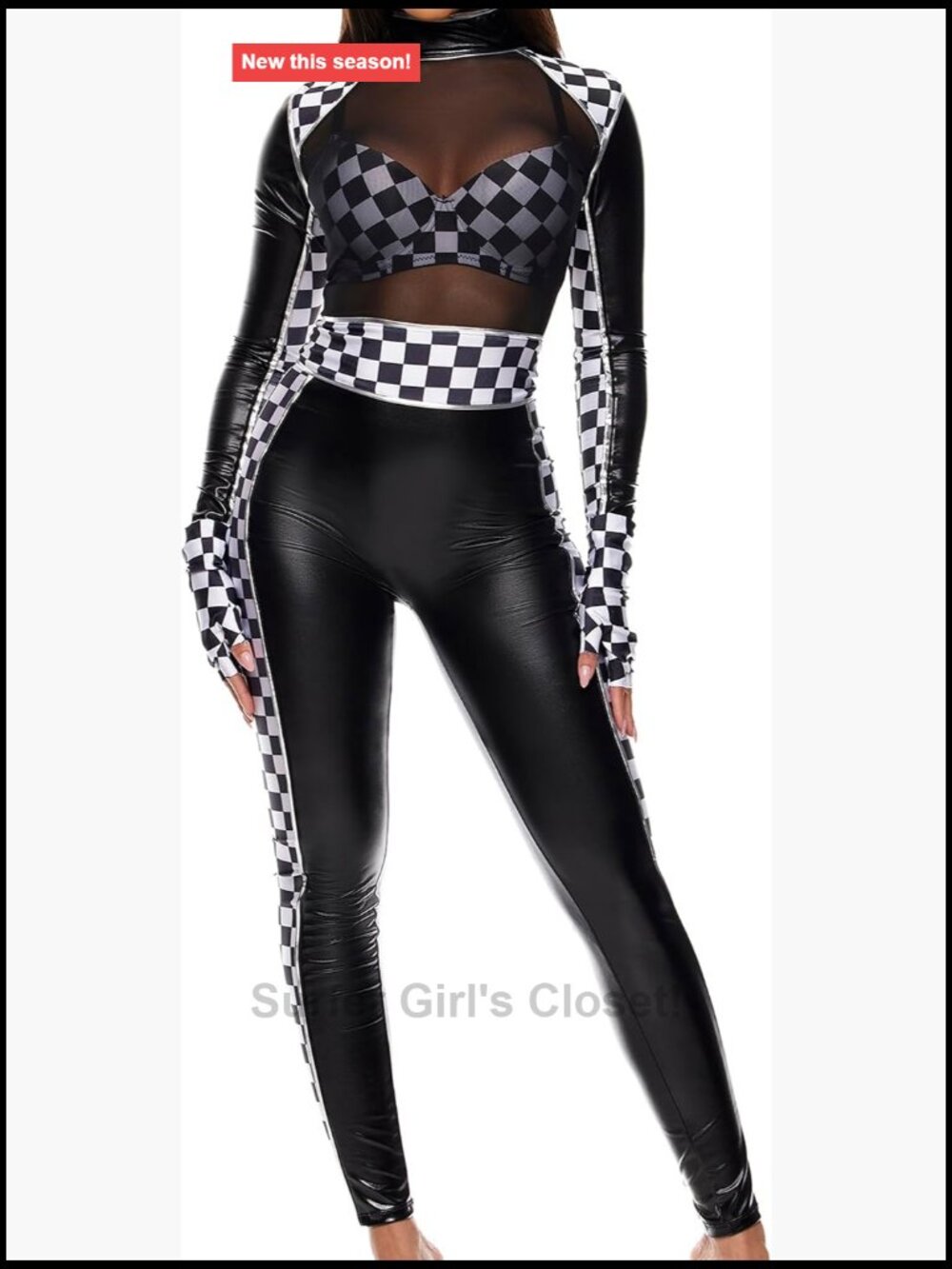 Sexy Car Racer Cat Suit Costume with Glasses & Gloves - Halloween